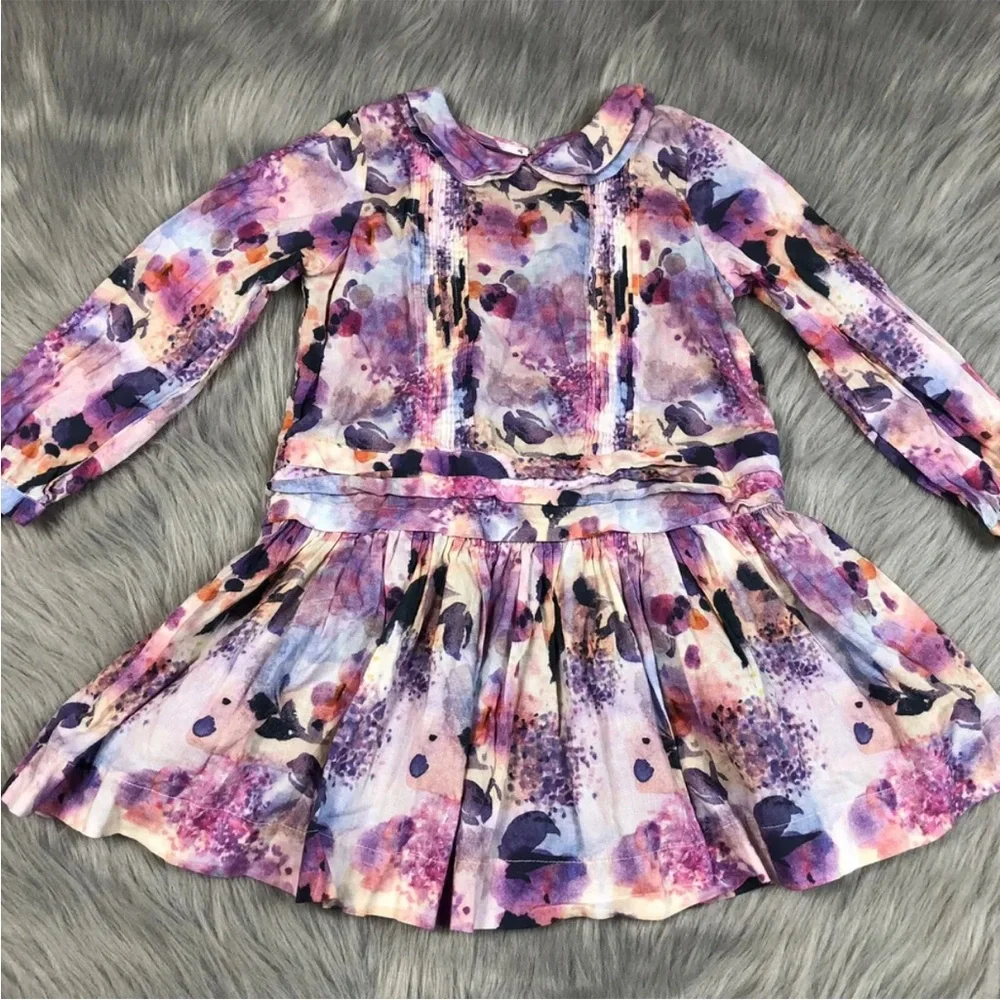 Nellystella 2013 Girls Sz 4 Multicolored Watercolor Floral Pleated Dress